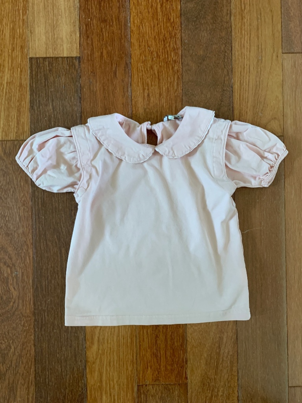 Girls Pink Peter Pan Collar Puff Sleeve T Shirt Tee 5T